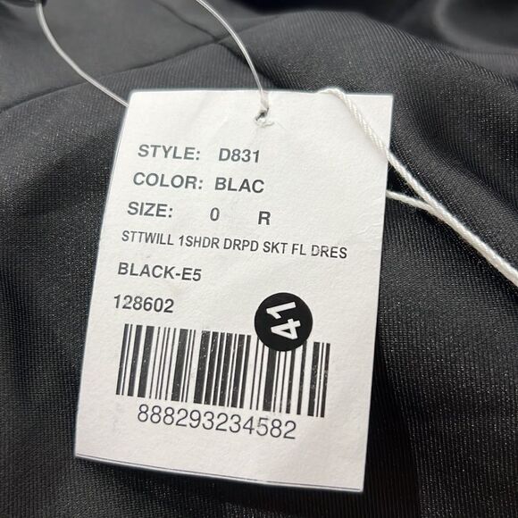 Alfred Sung One shoulder black satin twill gown size 0R NWT - Picture 10 of 11